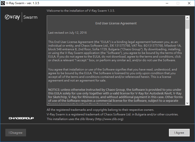 install vray swarm license agreement