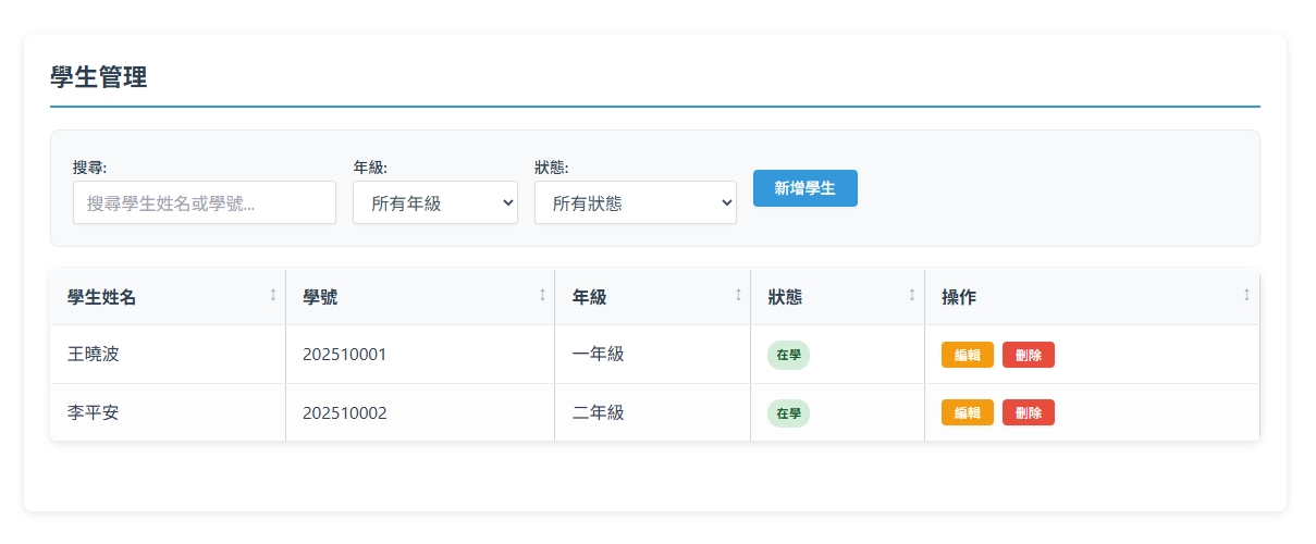 學生管理頁